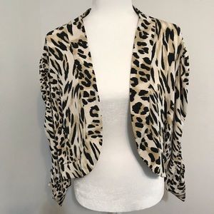 Cato Leopard Print Open Front Cropped Cardigan XL